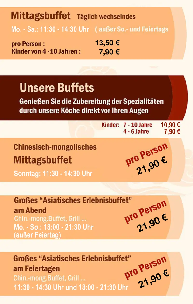 Buffet-Preise